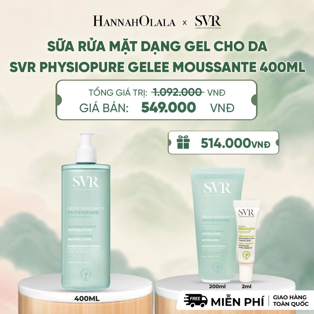  SỮA RỬA MẶT DẠNG GEL CHO DA NHẠY CẢM SVR PHYSIOPURE GELEE MOUSSANTE 400ML - DEAL 5 - A1340 