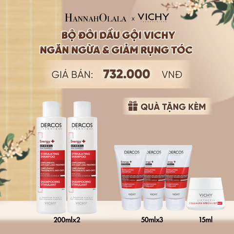 BỘ ĐÔI DẦU GỘI NGĂN NGỪA, GIẢM RỤNG TÓC, GIÚP TÓC CHẮC KHỎE, DÀY DẶN VICHY DERCOS HAIRLOSS - A956 