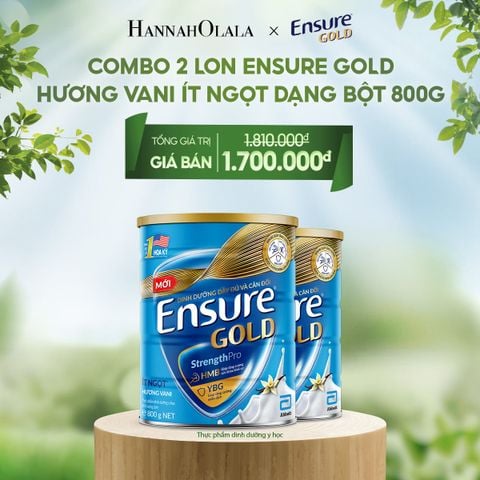  E117_DEAL 5: COMBO 2 LON ENSURE GOLD HƯƠNG VANI ÍT NGỌT DẠNG BỘT 800G 