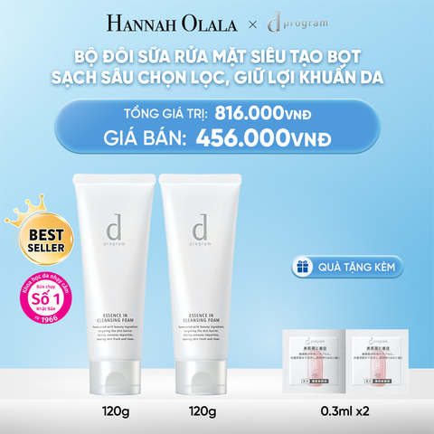  DEAL 5: BỘ SỮA RỬA MẶT TẠO BỌT DƯỠNG DA DPROGRAM ESSENCE IN CLEANSING FOAM 120G X2 