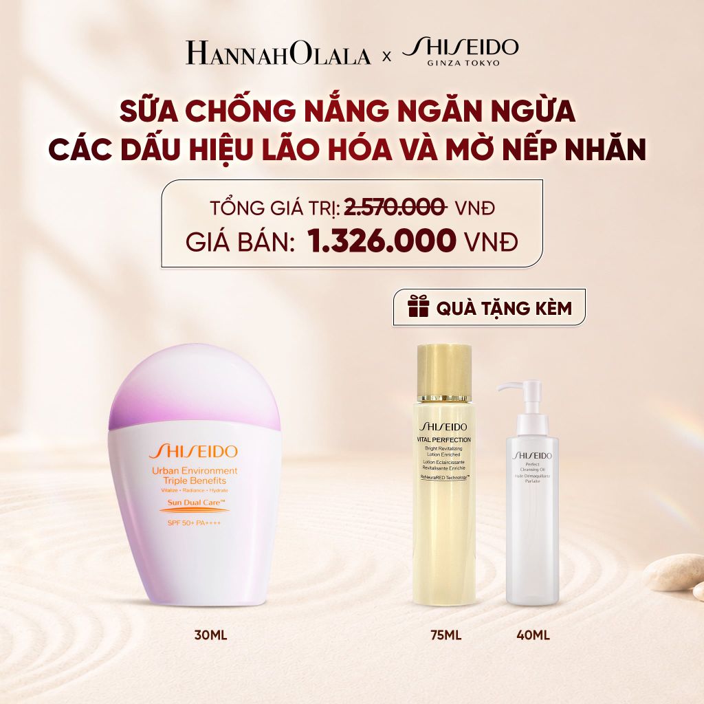  SỮA CHỐNG NẮNG DƯỠNG DA SHISEIDO GSC URBAN ENVIRONMENT TRIPLE BEAUTY SUNCARE EMULSION SPF50+ PA++++ 30ML - DEAL 5 