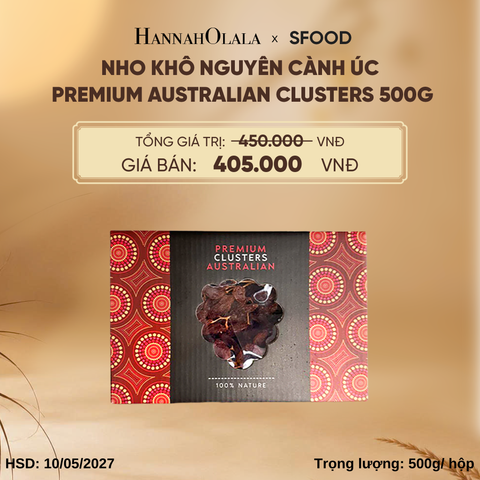 NHO KHÔ NGUYÊN CÀNH ÚC PREMIUM AUSTRALIAN CLUSTERS 500G - E44 