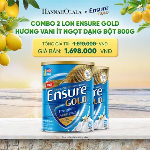  COMBO 2 LON ENSURE GOLD HƯƠNG VANI ÍT NGỌT DẠNG BỘT 800G DEAL 5: 
