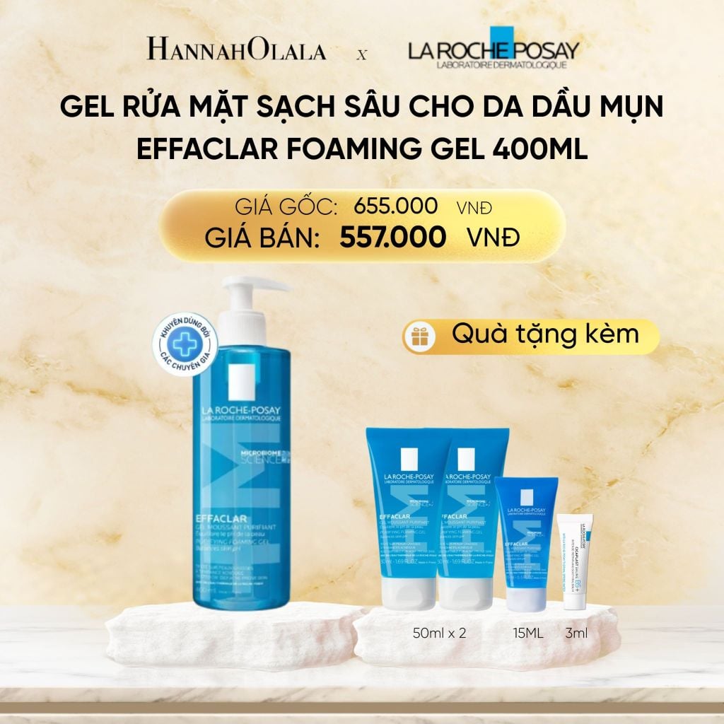  DEAL 5: GEL RỬA MẶT SẠCH SÂU CHO DA DẦU MỤN EFFACLAR FOAMING GEL 400ML 