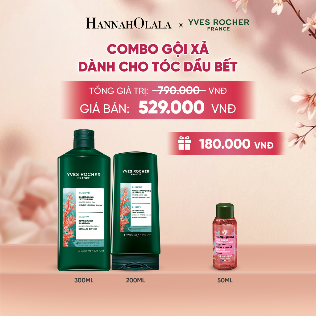  COMBO GỘI XẢ DÀNH CHO TÓC DẦU BẾT TẶNG MINI GIẤM XẢ TÓC BÓNG MƯỢT 