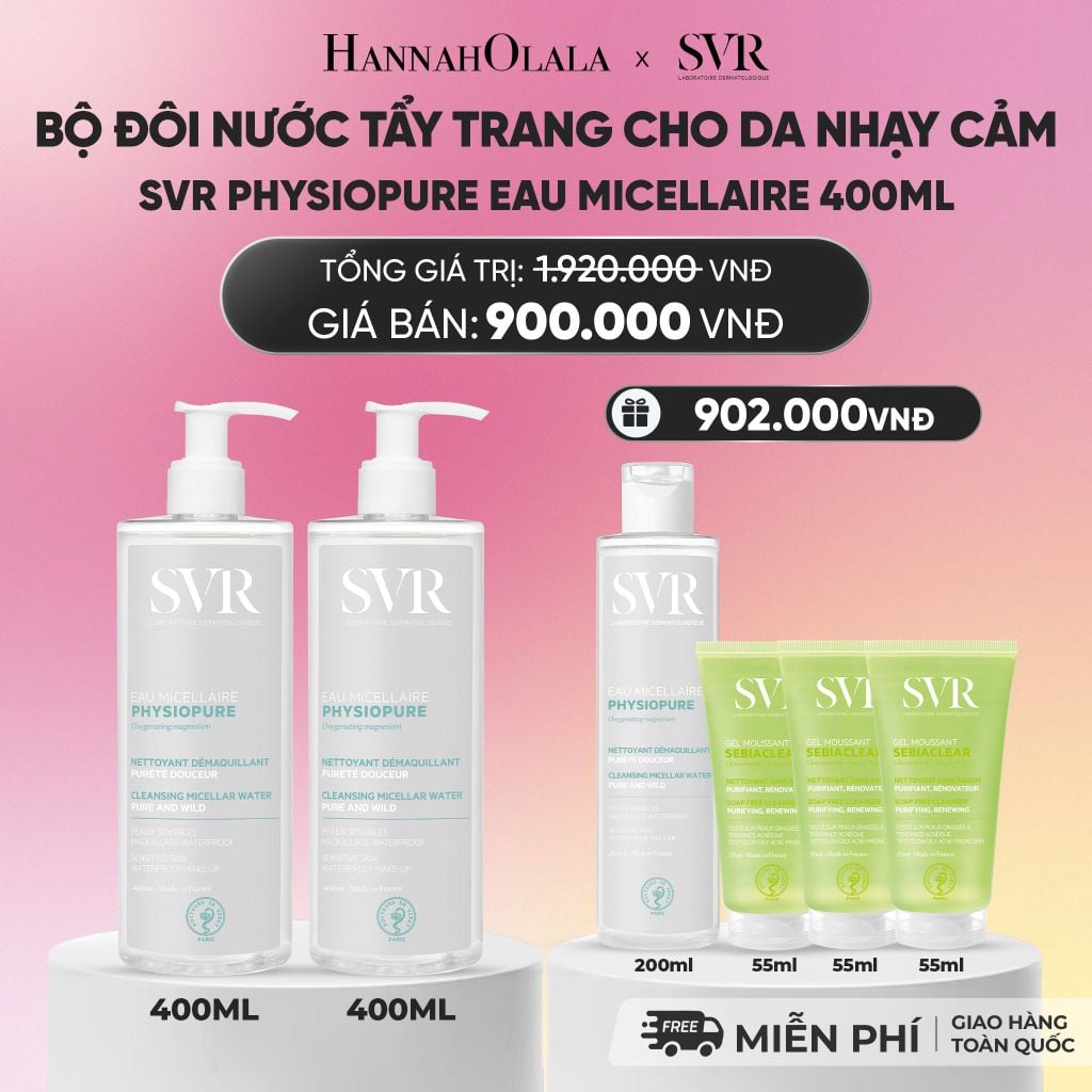  COMBO 2 NƯỚC TẨY TRANG CHO DA NHẠY CẢM SVR PHYSIOPURE EAU MICELLAIRE 400ML - DEAL 05_A426 