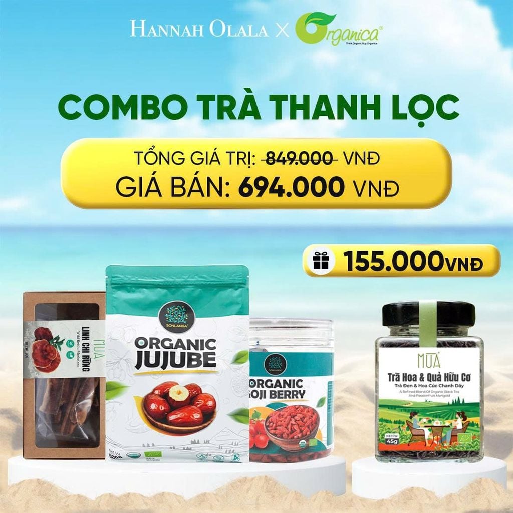 DEAL 5: COMBO TRÀ THANH LỌC 1 X TÁO ĐỎ HỮU CƠ SONLANGA 500GR 1 X KỶ TỬ HỮU CƠ SONLANGA 200GR 1X LINH CHI MÙA 80GR 