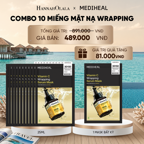  MEDIHEAL MẶT NẠ WRAPPING SERUM MASK 25ML (COMBO 10 MIẾNG) BẤT KỲ_ D973 