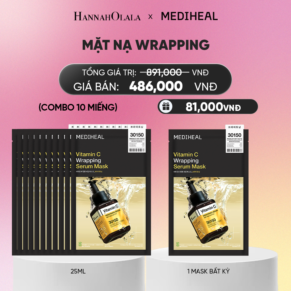  MEDIHEAL MẶT NẠ WRAPPING SERUM MASK 25ML (COMBO 10 MIẾNG) BẤT KỲ_A1131 