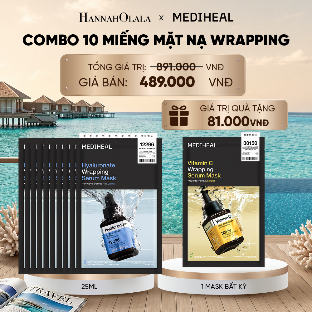  MEDIHEAL MẶT NẠ WRAPPING SERUM MASK 25ML (COMBO 10 MIẾNG) BẤT KỲ_ D973 