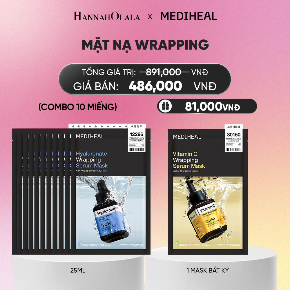  MEDIHEAL MẶT NẠ WRAPPING SERUM MASK 25ML (COMBO 10 MIẾNG) BẤT KỲ_A1131 