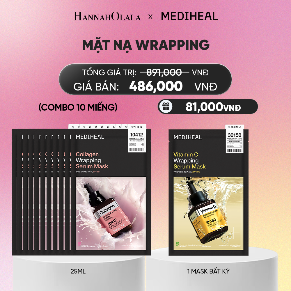  MEDIHEAL MẶT NẠ WRAPPING SERUM MASK 25ML (COMBO 10 MIẾNG) BẤT KỲ_A1131 