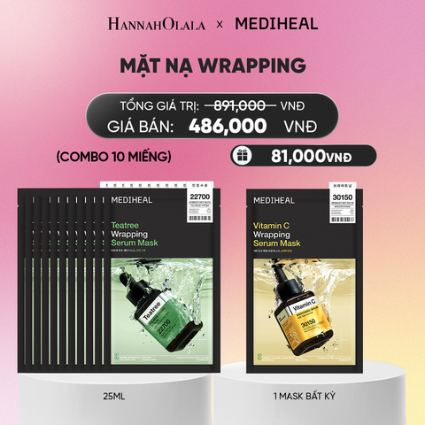  MEDIHEAL MẶT NẠ WRAPPING SERUM MASK 25ML (COMBO 10 MIẾNG) BẤT KỲ_A1131 