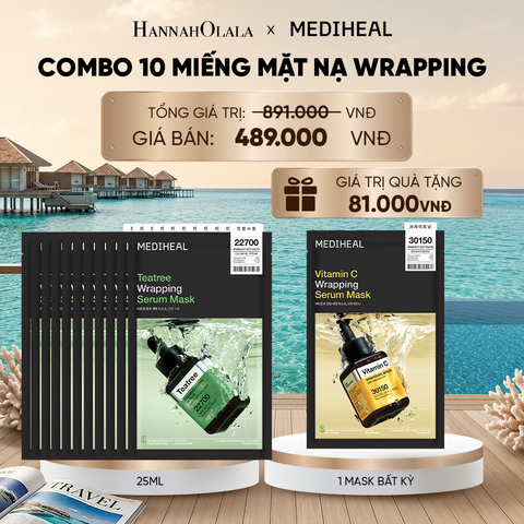  MEDIHEAL MẶT NẠ WRAPPING SERUM MASK 25ML (COMBO 10 MIẾNG) BẤT KỲ_ D973 