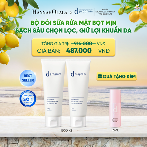 BỘ ĐÔI SỮA RỬA MẶT TẠO BỌT DƯỠNG DA DPROGRAM ESSENCE IN CLEANSING FOAM 120G X2 - DEAL 5 