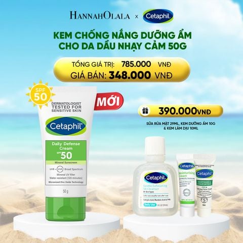  A1441_DEAL 5: KEM CHỐNG NẮNG DƯỠNG ẨM 2IN1 CHO DA DẦU NHẠY CẢM CETAPHIL DAILY DEFENSE CREAM SPF50 50G 