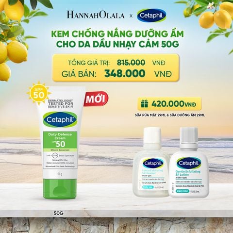  KEM CHỐNG NẮNG DƯỠNG ẨM 2IN1 CHO DA DẦU NHẠY CẢM CETAPHIL DAILY DEFENSE CREAM SPF50 50G DEAL 5: 
