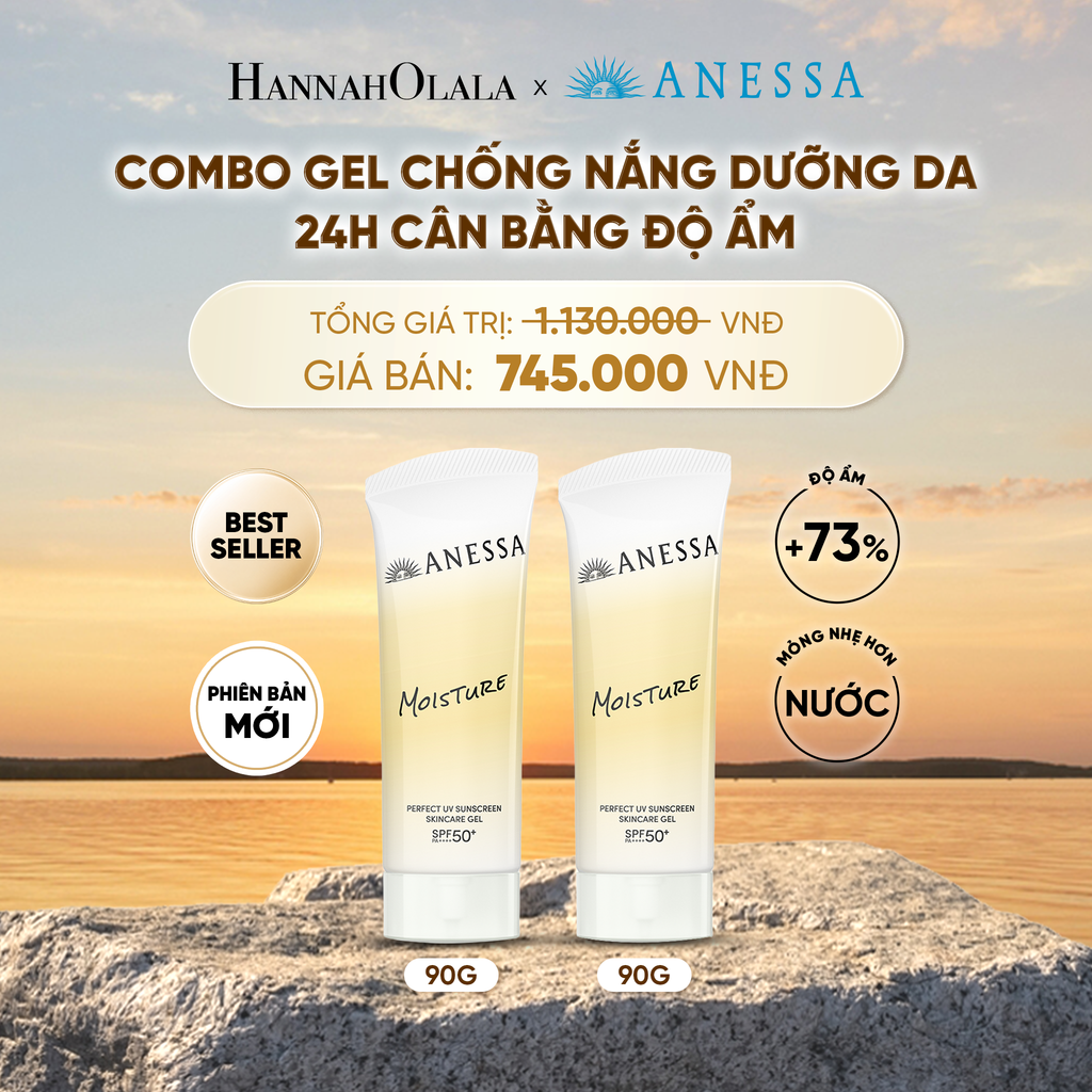  [PHIÊN BẢN MỚI] COMBO GEL CHỐNG NẮNG DƯỠNG DA 24H CÂN BẰNG ĐỘ ẨM ANESSA MOISTURE UV GEL SPF50+ PA++++ 90GX2 - DEAL 5 - B533 