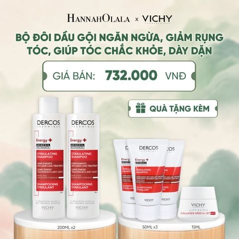  BỘ ĐÔI DẦU GỘI NGĂN NGỪA, GIẢM RỤNG TÓC, GIÚP TÓC CHẮC KHỎE, DÀY DẶN VICHY DERCOS HAIRLOSS 200ML - A1168 