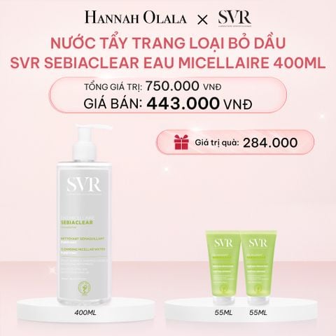  DEAL 05: NƯỚC TẨY TRANG SẠCH SÂU LOẠI BỎ DẦU NHỜN SVR SEBIACLEAR EAU MICELLAIRE 400ML 