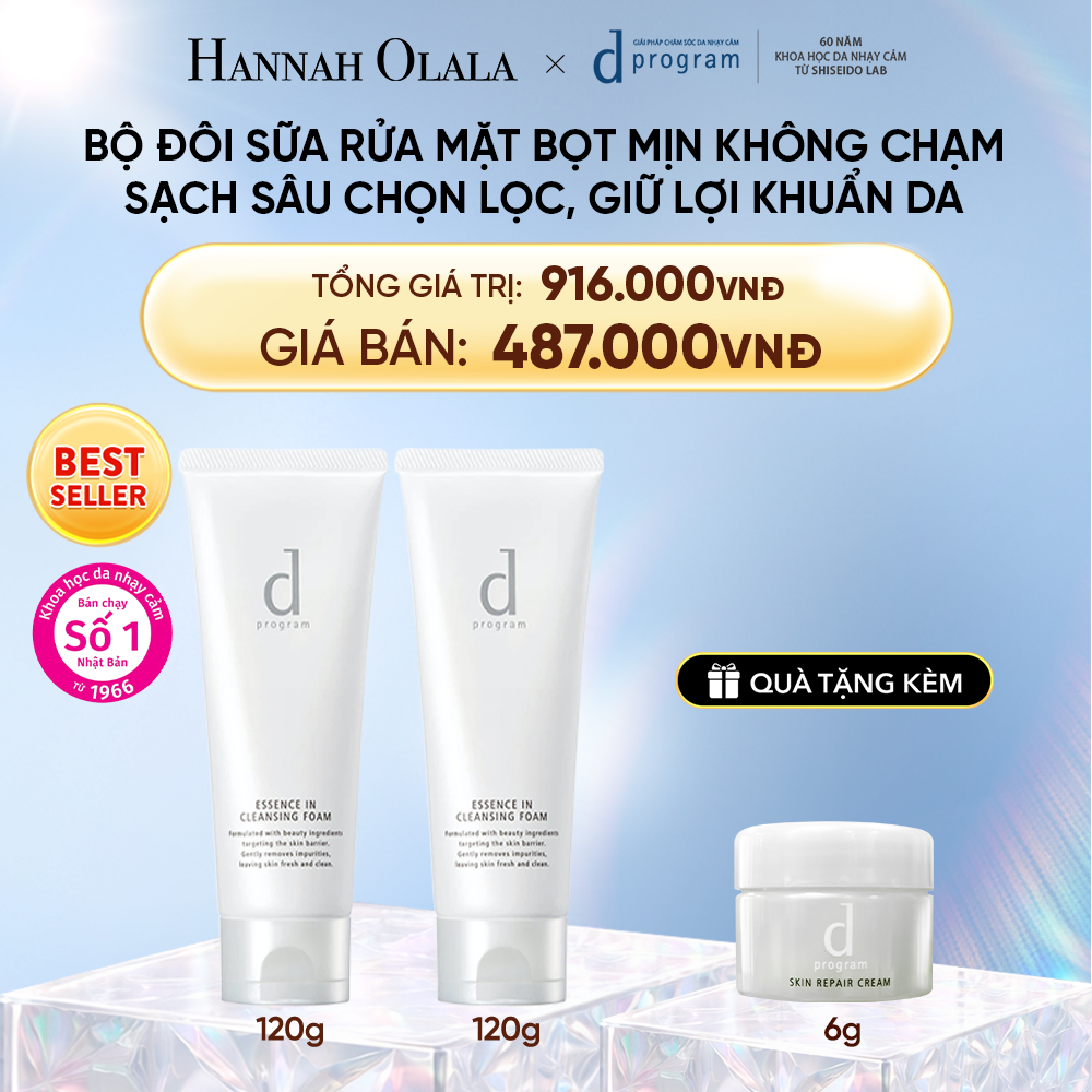  DEAL 5: BỘ SỮA RỬA MẶT TẠO BỌT DƯỠNG DA DPROGRAM ESSENCE IN CLEANSING FOAM 120G X2 