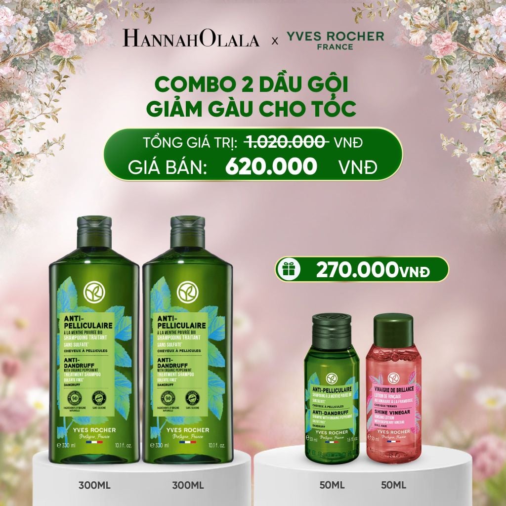  DEAL 5: COMBO 2 DẦU GỘI GIẢM GÀU CHO TÓC TẶNG MINI DẦU GỘI GIẢM GÀU + GIẤM XẢ TÓC BÓNG MƯỢT 