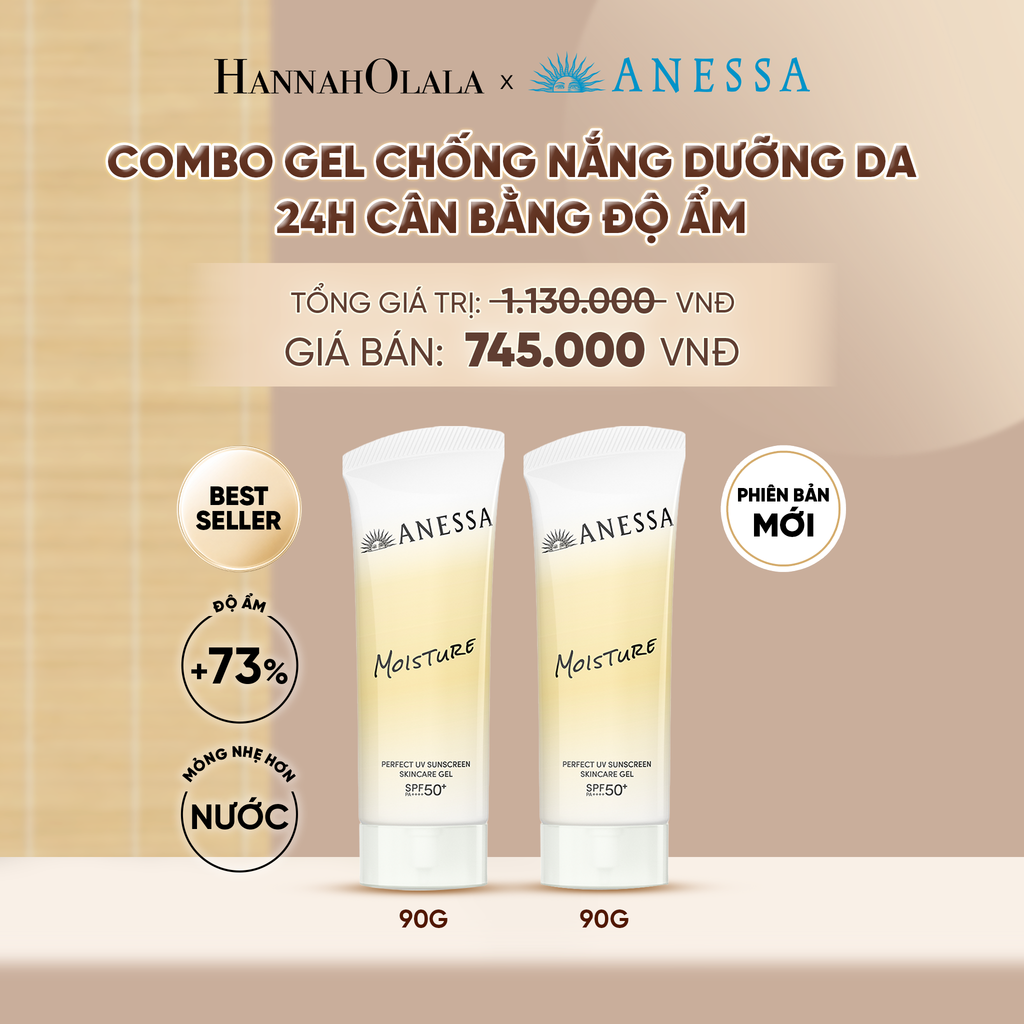  [PHIÊN BẢN MỚI] COMBO GEL CHỐNG NẮNG DƯỠNG DA 24H CÂN BẰNG ĐỘ ẨM ANESSA MOISTURE UV GEL SPF50+ PA++++ 90GX2 - DEAL 05 - A1247 