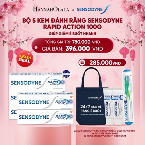  DEAL 5: [FLASH DEAL] BỘ 5 KEM ĐÁNH RĂNG SENSODYNE RAPID ACTION 100G GIÚP GIẢM Ê BUỐT NHANH 