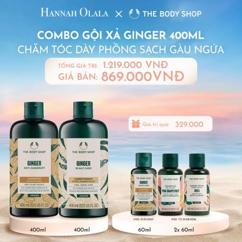  C712_DEAL 5: COMBO CHĂM TÓC DÀY PHỒNG, GIẢM GÃY RỤNG, SẠCH GÀU NGỨA GINGER 400ML - DẦU GỘI & DẦU XẢ 
