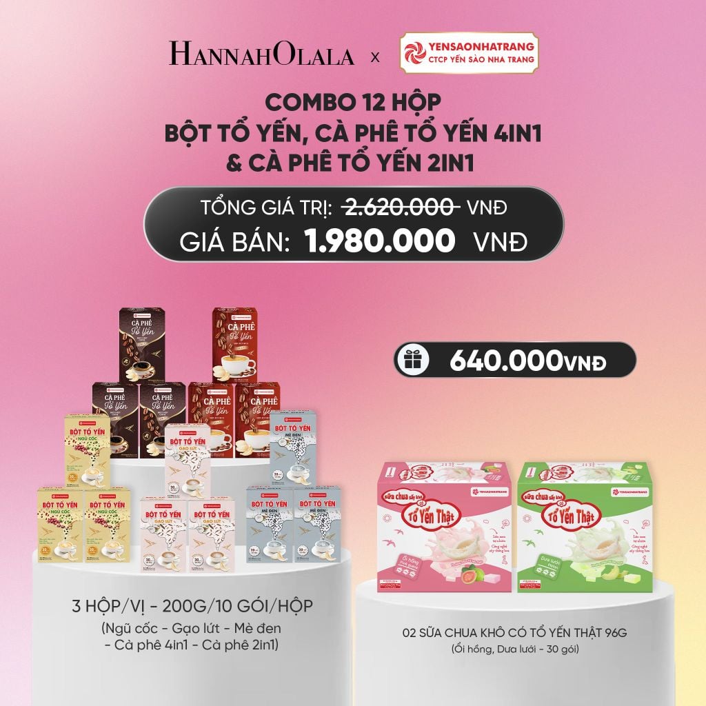  DEAL 7: COMBO 09 HỘP BỘT TỔ YẾN & 03 HỘP CÀ PHÊ TỔ YẾN 4IN1 & 03HỘP CÀ PHÊ TỔ YẾN 2IN1_A106 