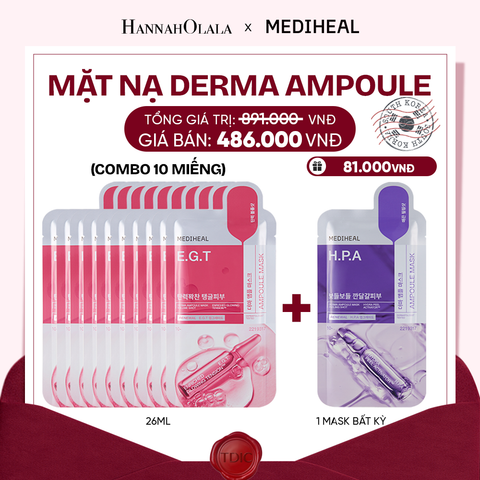  MEDIHEAL MẶT NẠ DERMA AMPOULE MASK 26ML (COMBO 10 MIẾNG) BẤT KỲ_M113 