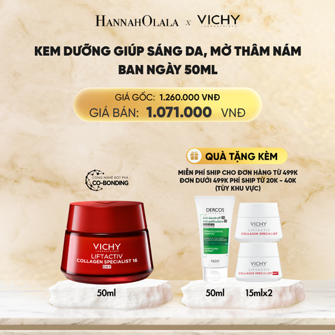  DEAL 5 KEM DƯỠNG BAN NGÀY GIÚP CẢI THIỆN CÁC DẤU HIỆU LÃO HÓA , PHỤC HỒI & NUÔI DƯỠNG DA VICHY LIFTACTIV COLLAGEN SPECIALIST 50ML 