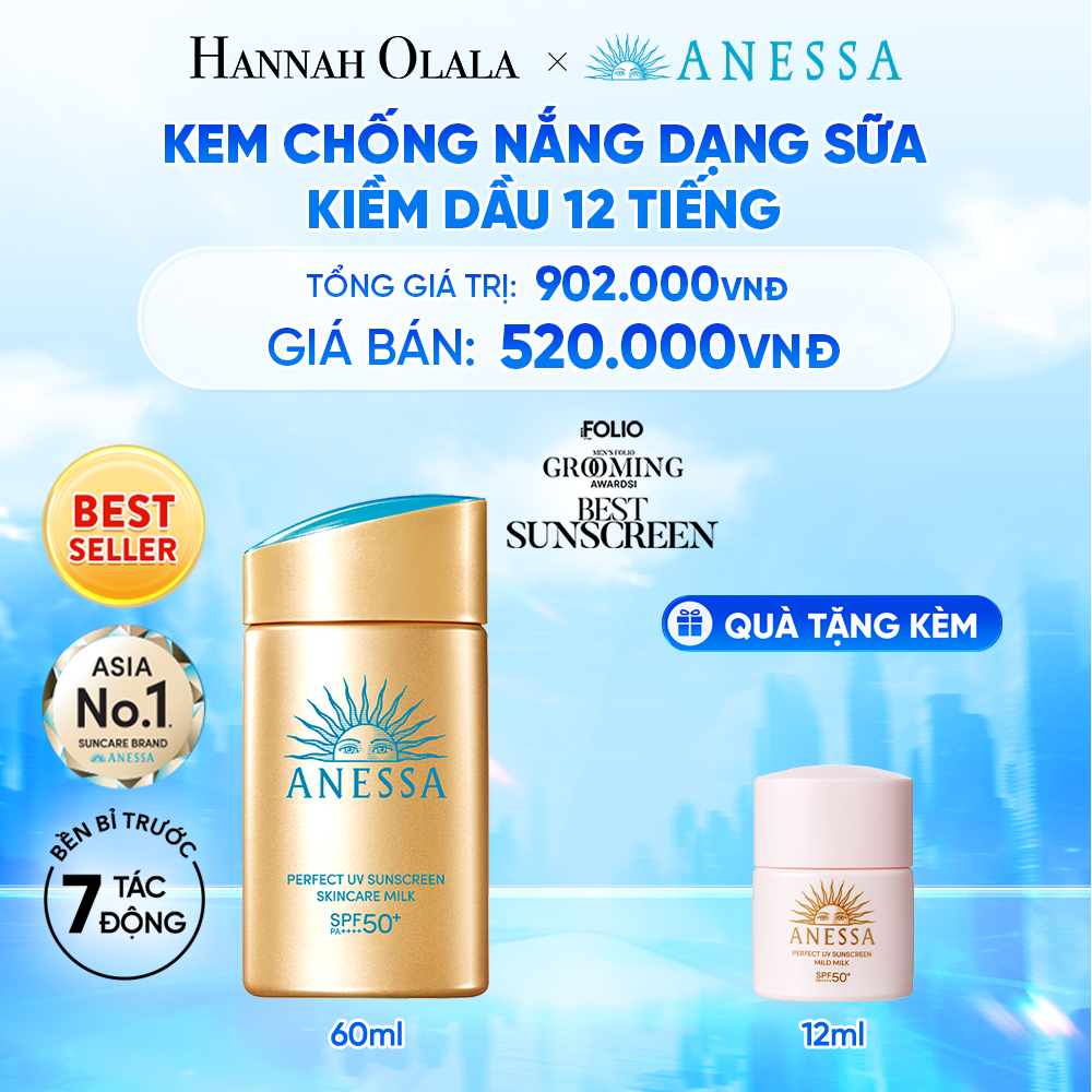  KEM CHỐNG NẮNG DẠNG SỮA DƯỠNG DA KIỀM DẦU BẢO VỆ HOÀN HẢO ANESSA GOLD MILK SPF50+ PA++++ 60ML 