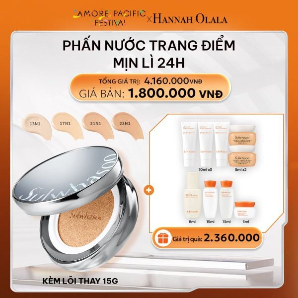  DEAL 5A: PHẤN NƯỚC TRANG ĐIỂM MỊN LÌ 24H (KÈM LÕI THAY THẾ) SULWHASOO PERFECTING CUSHION 15GX2 