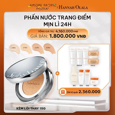  DEAL 5A: PHẤN NƯỚC TRANG ĐIỂM MỊN LÌ 24H (KÈM LÕI THAY THẾ) SULWHASOO PERFECTING CUSHION 15GX2 