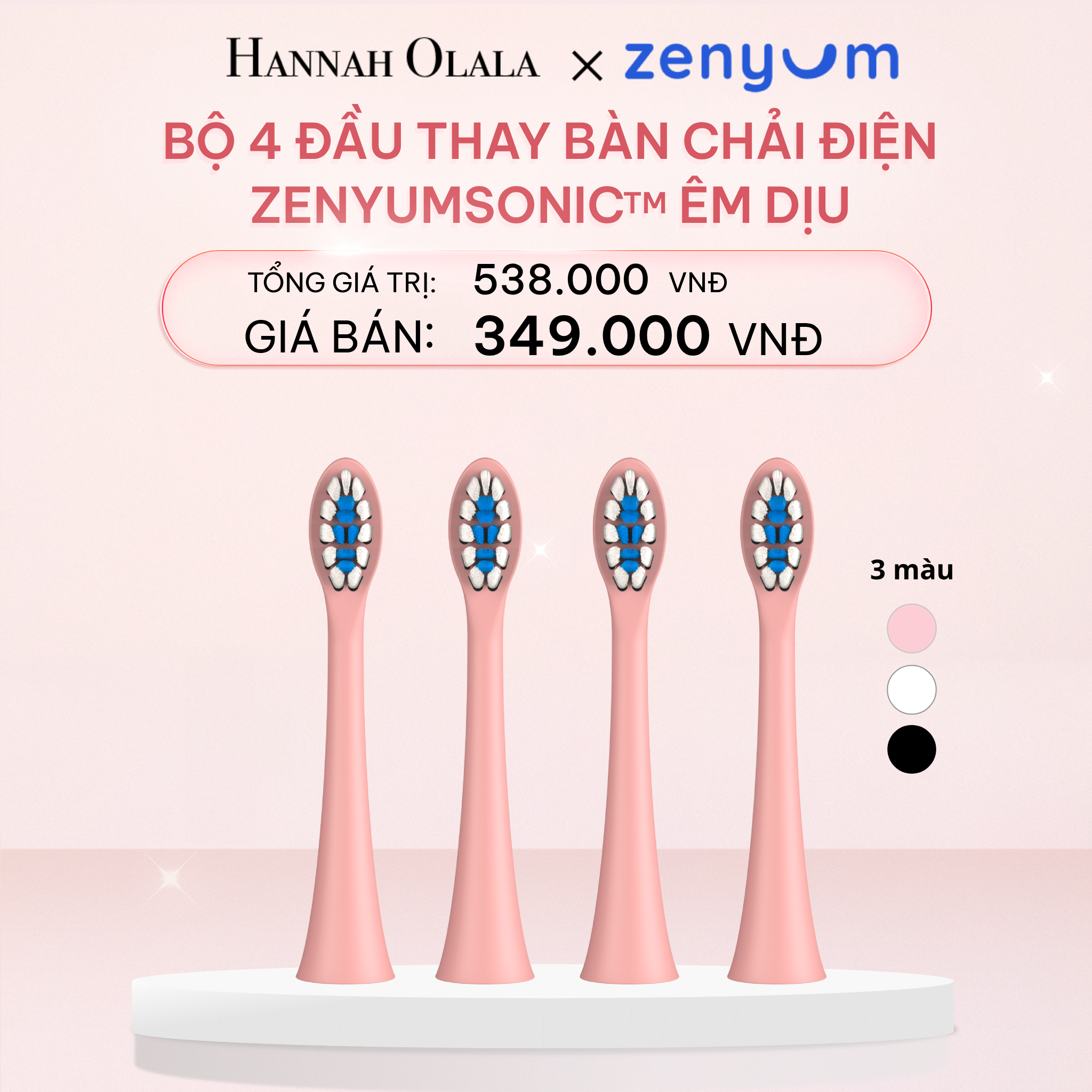  E969_DEAL 5: HỘP 4 ĐẦU BÀN CHẢI ZENYUM SONIC PHIÊN BẢN ÊM DỊU 