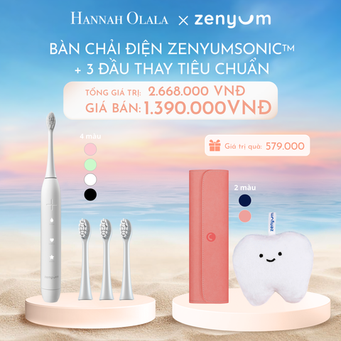  C966_DEAL 5: BỘ BÀN CHẢI ĐIỆN ZENYUM SONIC + 3 ĐẦU THAY THẾ TIÊU CHUẨN 