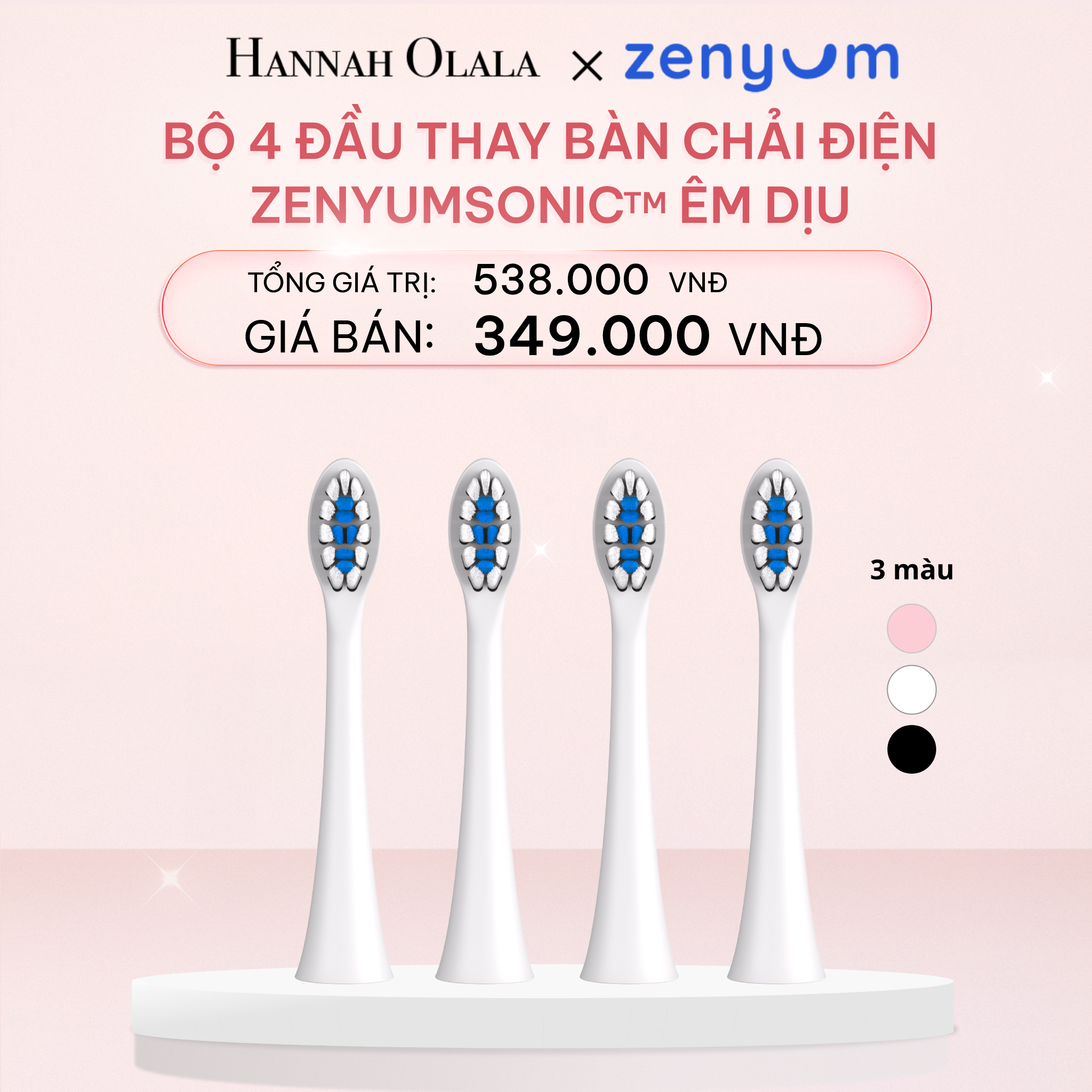  E969_DEAL 5: HỘP 4 ĐẦU BÀN CHẢI ZENYUM SONIC PHIÊN BẢN ÊM DỊU 