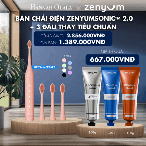  M193_DEAL 5: BỘ BÀN CHẢI ĐIỆN ZENYUM SONIC 2.0 + 3 ĐẦU THAY TIÊU CHUẨN 