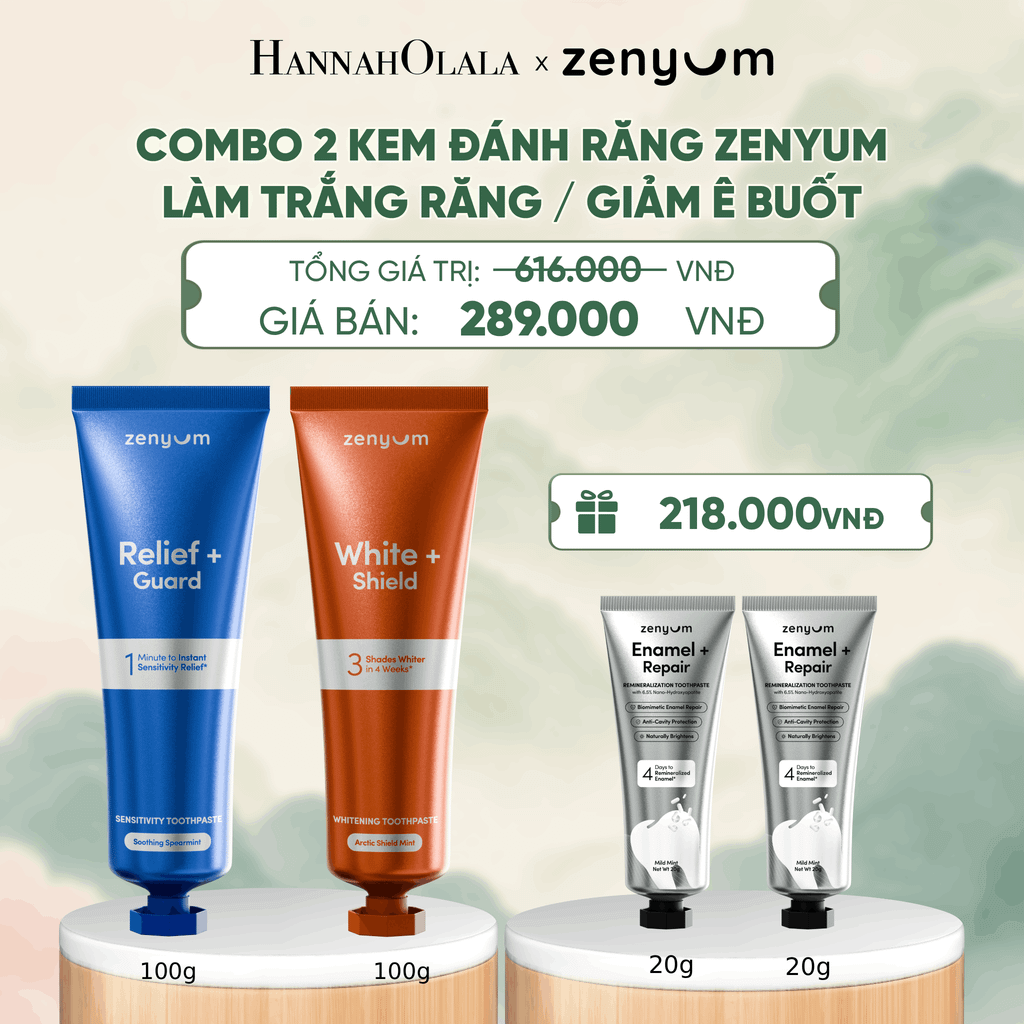 COMBO 2 KEM ĐÁNH RĂNG ZENYUM GIẢM Ê BUỐT / LÀM TRẮNG RĂNG 100G - A338 