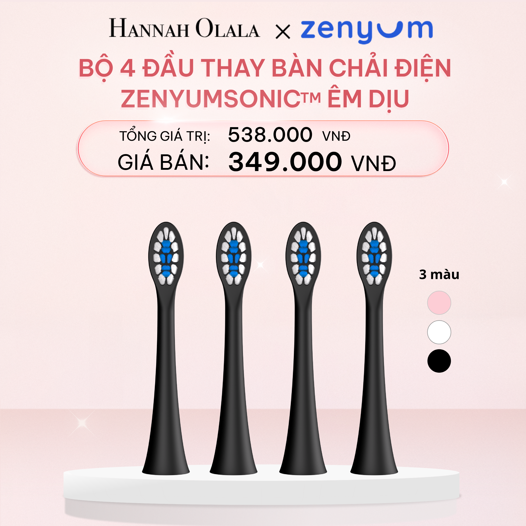  E969_DEAL 5: HỘP 4 ĐẦU BÀN CHẢI ZENYUM SONIC PHIÊN BẢN ÊM DỊU 