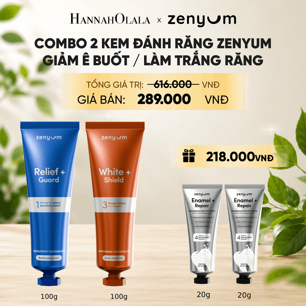  COMBO 2 KEM ĐÁNH RĂNG ZENYUM GIẢM Ê BUỐT / LÀM TRẮNG RĂNG 100G 