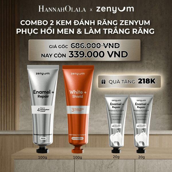  B274_DEAL 5: COMBO 2 KEM ĐÁNH RĂNG ZENYUM PHỤC HỒI MEN / GIẢM Ê BUỐT / LÀM TRẮNG 100G 