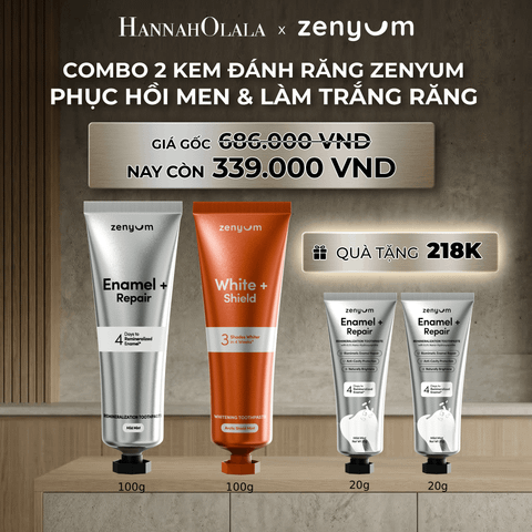  DEAL 5: COMBO 2 KEM ĐÁNH RĂNG ZENYUM PHỤC HỒI MEN / GIẢM Ê BUỐT / LÀM TRẮNG 100G 