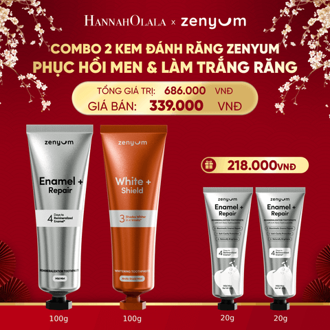  DEAL 5: COMBO 2 KEM ĐÁNH RĂNG ZENYUM PHỤC HỒI MEN / GIẢM Ê BUỐT / LÀM TRẮNG 100G 