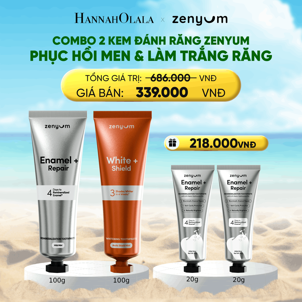  DEAL 5: COMBO 2 KEM ĐÁNH RĂNG ZENYUM PHỤC HỒI MEN / GIẢM Ê BUỐT / LÀM TRẮNG 100G 