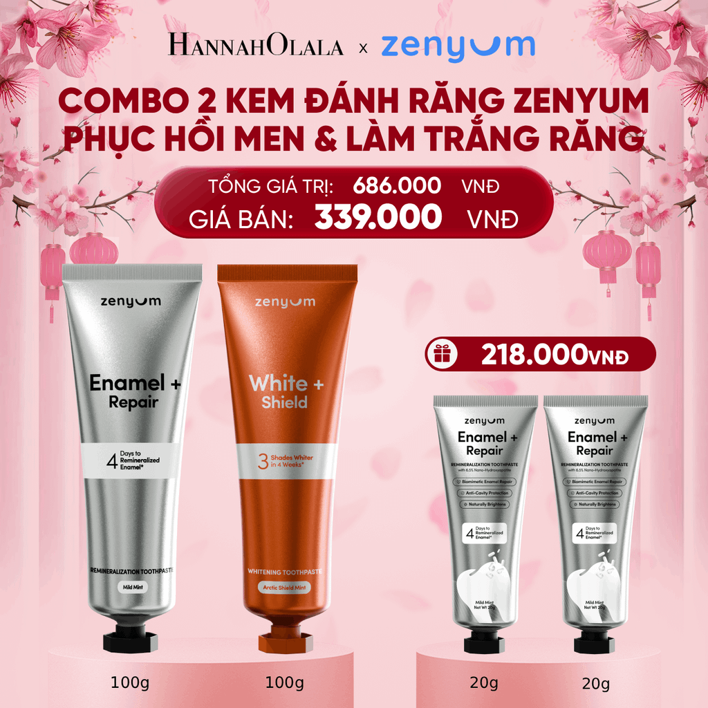  DEAL 5: COMBO 2 KEM ĐÁNH RĂNG ZENYUM PHỤC HỒI MEN / GIẢM Ê BUỐT / LÀM TRẮNG 100G 