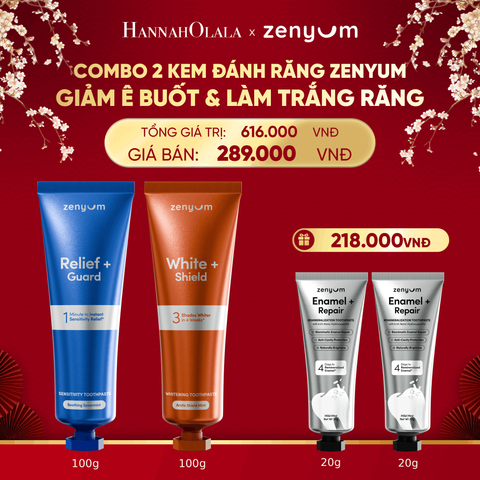  DEAL 5: COMBO 2 KEM ĐÁNH RĂNG ZENYUM PHỤC HỒI MEN / GIẢM Ê BUỐT / LÀM TRẮNG 100G 