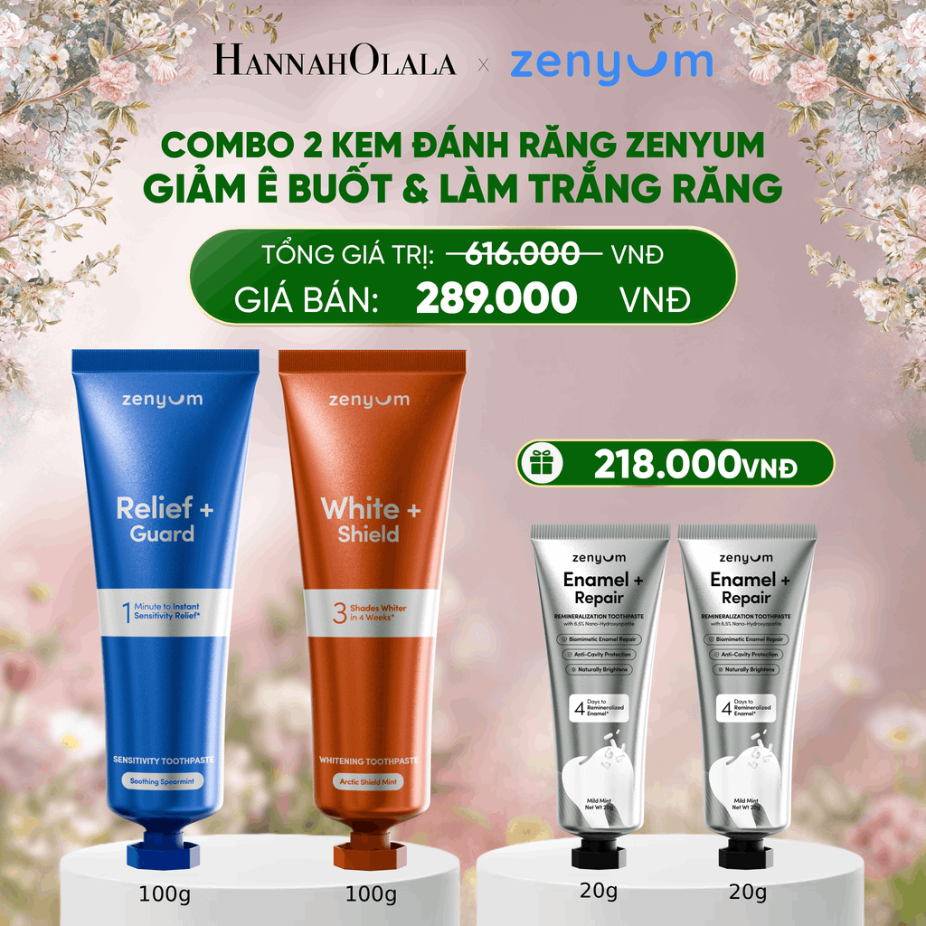  DEAL 5: COMBO 2 KEM ĐÁNH RĂNG ZENYUM PHỤC HỒI MEN / GIẢM Ê BUỐT / LÀM TRẮNG 100G 