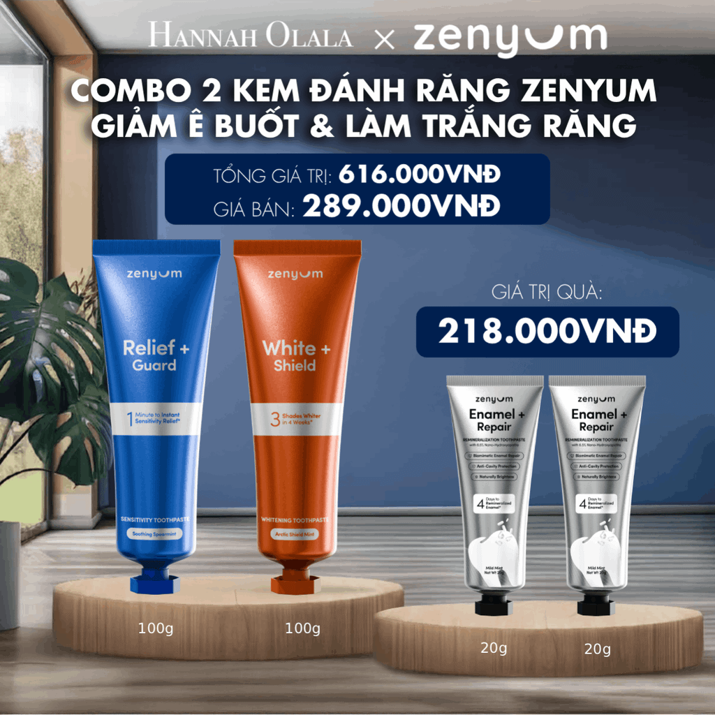  DEAL 5: COMBO 2 KEM ĐÁNH RĂNG ZENYUM PHỤC HỒI MEN / GIẢM Ê BUỐT / LÀM TRẮNG 100G 
